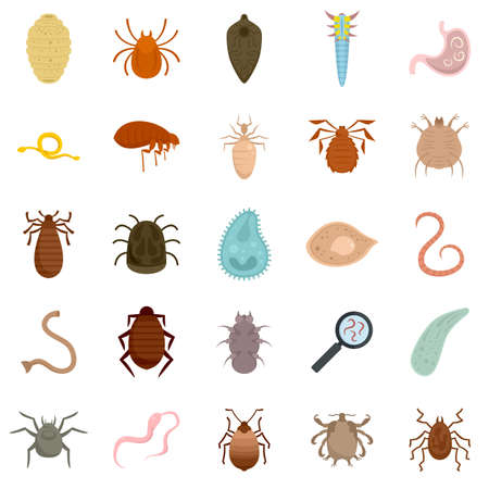 Parasite icons set flat vector isolatedのイラスト素材