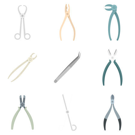 Forceps icons set flat vector isolatedのイラスト素材