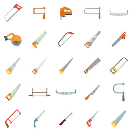 Saw icons set flat vector isolatedのイラスト素材