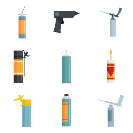 Polyurethane foam icons set flat vector isolatedのイラスト素材