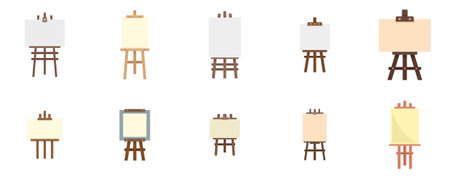 Easel icons set flat vector isolatedのイラスト素材