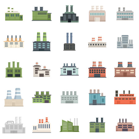 Recycle factory icons set flat vector isolatedのイラスト素材