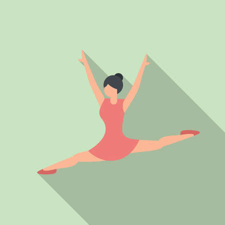 Ballerina jump icon flat vector. Ballet silhouette danceのイラスト素材