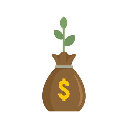 Plant money bag icon flat isolated vectorのイラスト素材