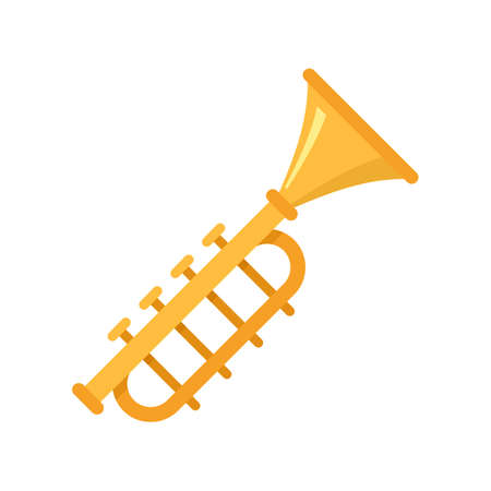 Gold trumpet icon flat isolated vectorのイラスト素材