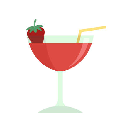 Strawberry cocktail icon flat isolated vectorのイラスト素材