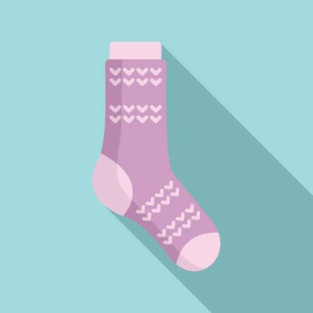 Girl sock icon flat vector. Cute pair lineのイラスト素材