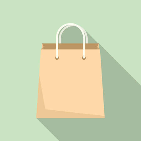 Paper bag icon flat vector. Eco handle bagのイラスト素材