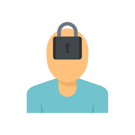 Mental person lock icon flat isolated vectorのイラスト素材