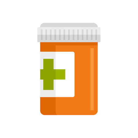 Pills jar icon flat isolated vectorのイラスト素材