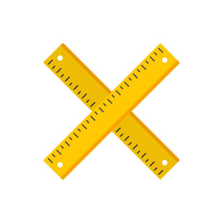 Crossed wood ruler icon flat isolated vectorのイラスト素材