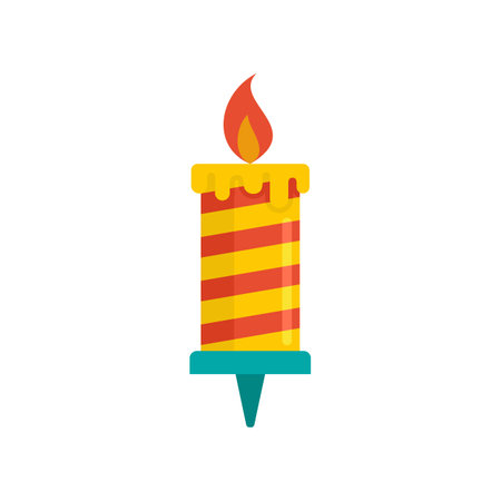 Birthday candle flame icon. Flat illustration of birthday candle flame vector icon isolated on white backgroundのイラスト素材