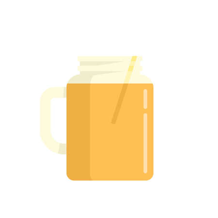 Orange juice jar icon flat isolated vectorのイラスト素材