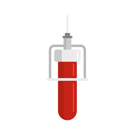 Diabetes blood test tube icon flat isolated vectorのイラスト素材