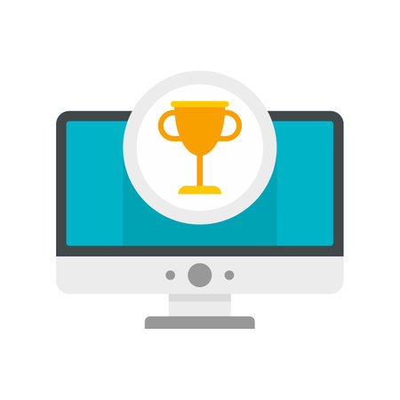 Gamification monitor cup icon flat isolated vectorのイラスト素材