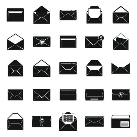 Envelope icons set simple vector. Blank mailのイラスト素材