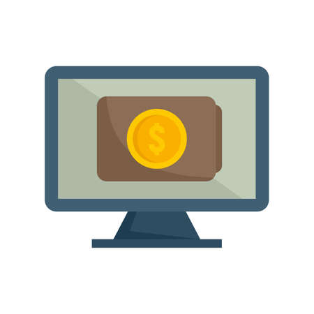 Online pc digital wallet icon flat isolated vectorのイラスト素材