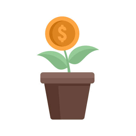 Mission money flower pot icon flat isolated vectorのイラスト素材