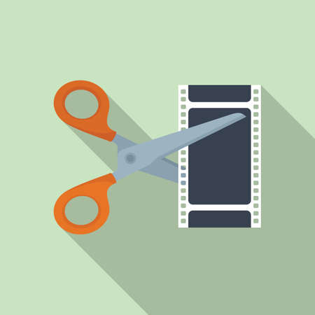 Video cut icon flat vector. Movie filmのイラスト素材