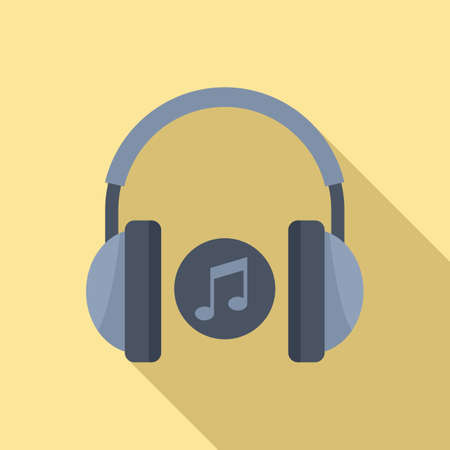 Music headphone icon flat vector. Listen radioのイラスト素材