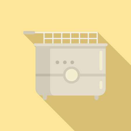Food fry machine icon flat vector. Deeo fryerのイラスト素材