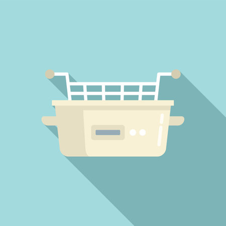 Food deep fryer icon flat vector. Oil machineのイラスト素材