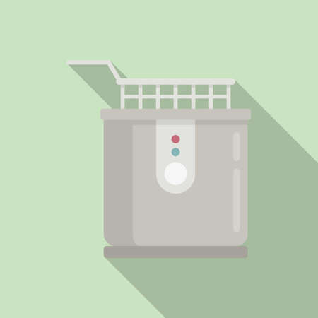 Restaurant deep fryer icon flat vector. Fry basketのイラスト素材