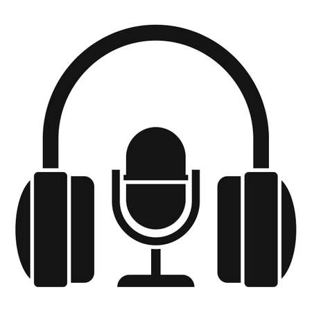 Stream mic headphone icon simple vector. Live videoのイラスト素材