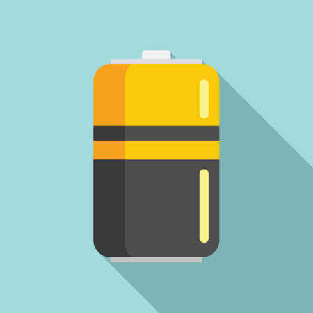 Cylinder battery icon flat vector. Full energyのイラスト素材
