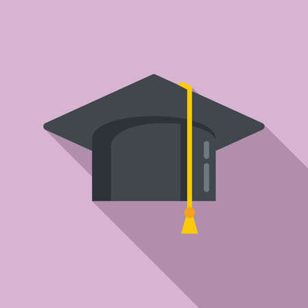 Graduate cap icon flat vector. Diploma hatのイラスト素材