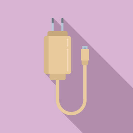 Charger plug icon flat vector. Phone chargeのイラスト素材