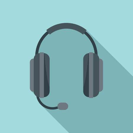 Care headset icon flat vector. Gamer microphoneのイラスト素材