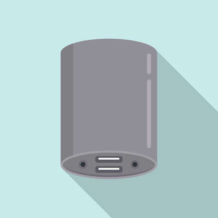 Power bank charger icon flat vector. Phone batteryのイラスト素材