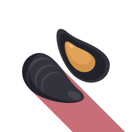 French mussels icon flat isolated vectorのイラスト素材