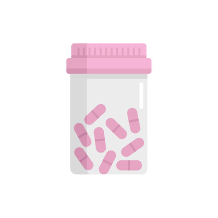 Antibiotic pill jar icon flat isolated vectorのイラスト素材