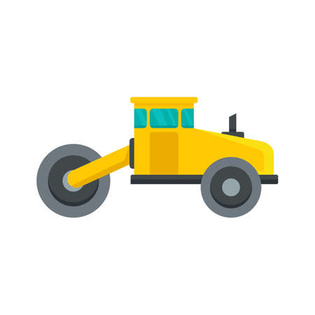 Asphalt road roller icon flat isolated vector