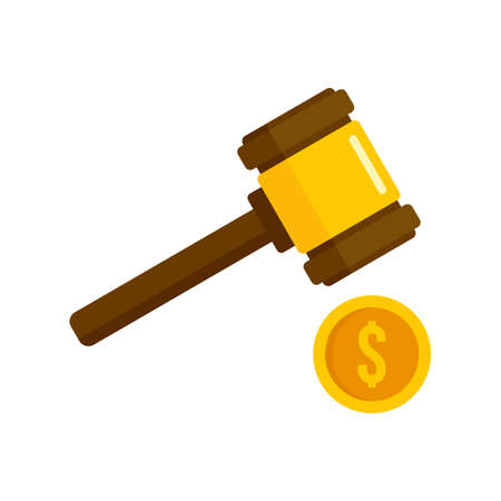 Judge gavel bribery icon flat isolated vectorのイラスト素材