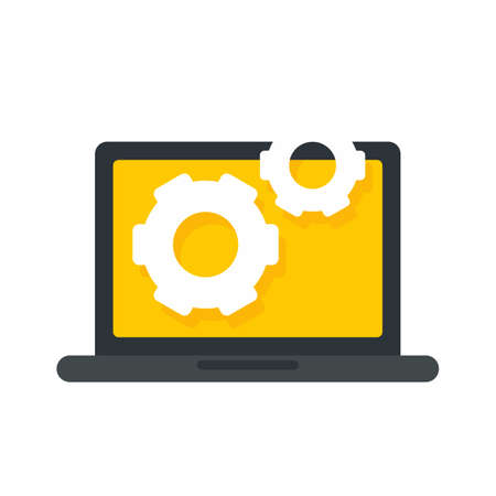Testing laptop software icon flat isolated vectorのイラスト素材
