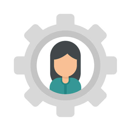 Sociology gear woman icon flat isolated vectorのイラスト素材