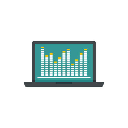Laptop music equalizer icon flat isolated vectorのイラスト素材