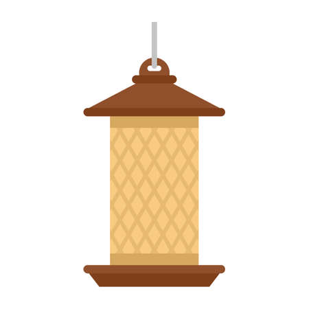 Cylinder bird feeders icon flat isolated vectorのイラスト素材