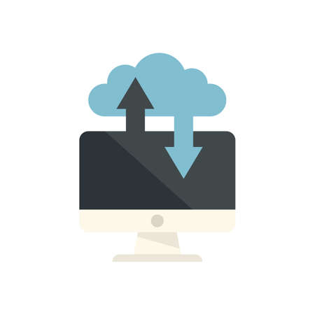 Remote pc data cloud icon flat isolated vectorのイラスト素材