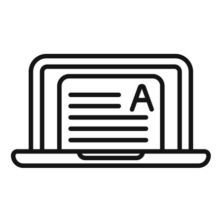 Laptop exam icon outline vector. Work testのイラスト素材