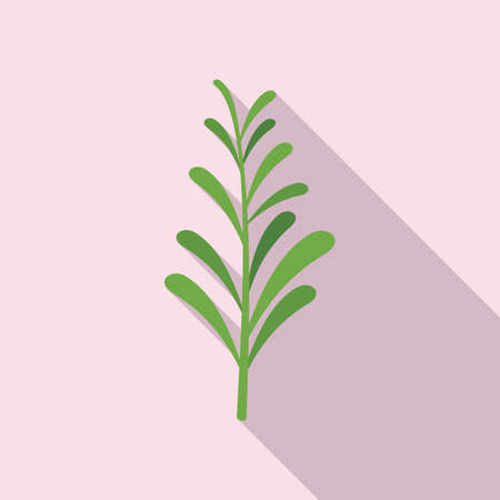 Green rosemary icon flat vector. Herb plantのイラスト素材