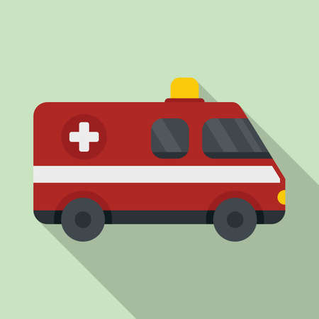 Ambulance car icon flat vector. Emergency vehicleのイラスト素材