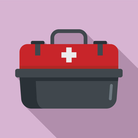First aid kit box icon flat vector. Medical emergencyのイラスト素材
