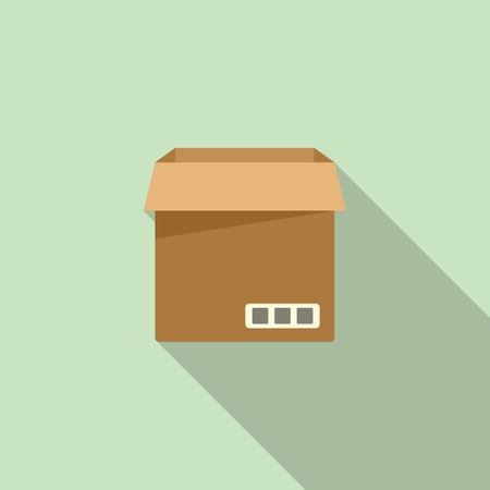 Service box icon flat vector. Carton delivery