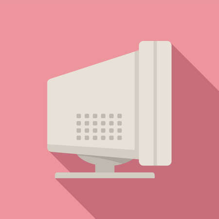 Old monitor icon flat vector. Computer displayのイラスト素材