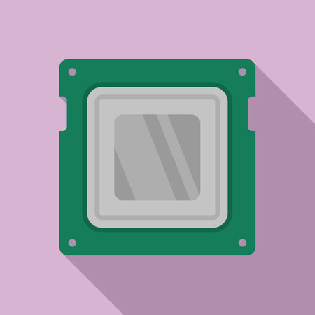 Electronic cpu icon flat vector. Computer dataのイラスト素材