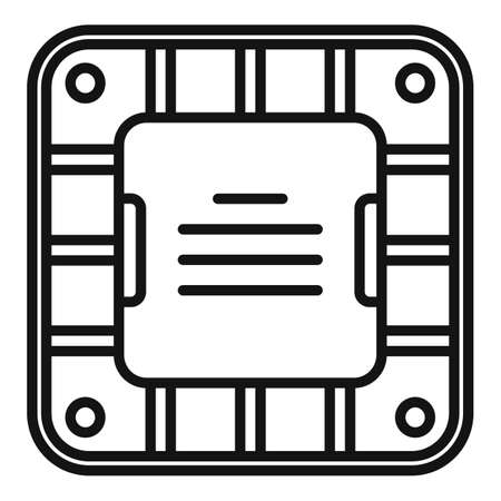 Digital cpu icon outline vector. Chip circuitのイラスト素材